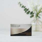 Carte De Visite Retro Black Grey Services financiers Construction (Debout devant)