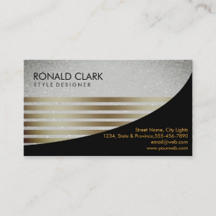 Carte De Visite Retro Black Grey Services financiers Construction
