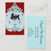 Carte De Visite Rétro Black Poodle & Cherries (Devant / Derrière)