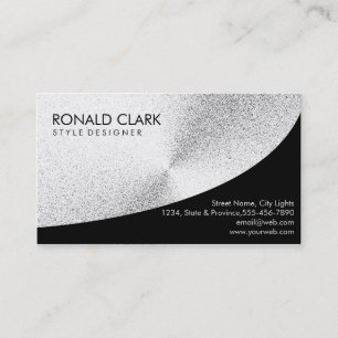 Carte De Visite Retro Black Steel Silver Metal Services financiers