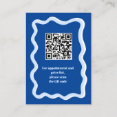 Carte De Visite Retro bleu courbe squiggle ondulé beauté maquillag (Dos)