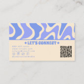Carte De Visite Retro Blue Cream 70s Boho Groovy Trendy QR Code (Dos)