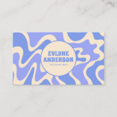 Carte De Visite Retro Blue Cream 70s Boho Groovy Trendy QR Code (Devant)