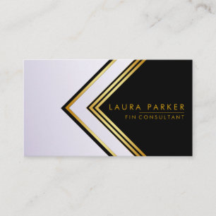 Carte De Visite Retro Blue Gold Géométrique Finance moderne