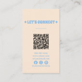 Carte De Visite Retro Blue Orange QR Code Super Floral Abstrait (Dos)