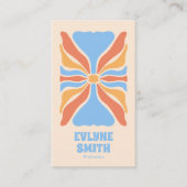 Carte De Visite Retro Blue Orange QR Code Super Floral Abstrait (Devant)