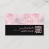 Carte De Visite Retro Blush Pink Disco Ball Mirror | Code QR (Dos)
