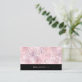 Carte De Visite Retro Blush Pink Disco Ball Mirror | Code QR (Debout devant)
