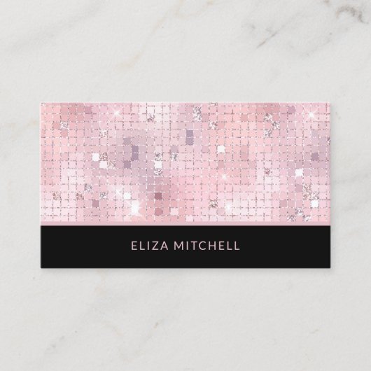 Carte De Visite Retro Blush Pink Disco Ball Mirror | Code QR (Devant)
