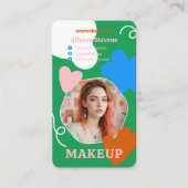 Carte De Visite Retro boho Maquillage formes beauté photo qr code (Devant)