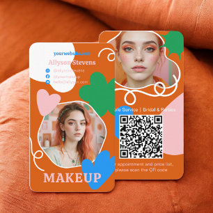 Carte De Visite Retro boho Maquillage formes beauté photo qr code