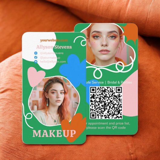 Carte De Visite Retro boho Maquillage formes beauté photo qr code