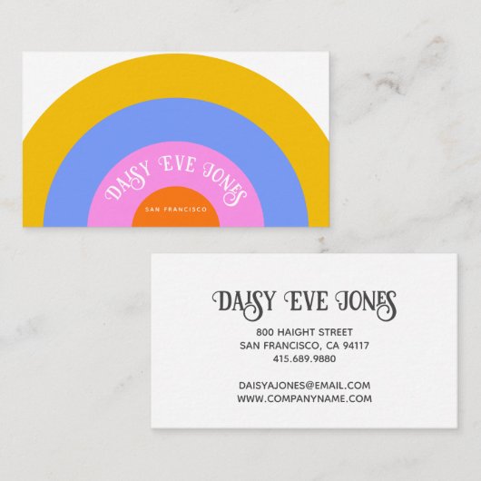 Carte De Visite Retro Boho rose or bleu arc-en-ciel (Devant / Derrière)
