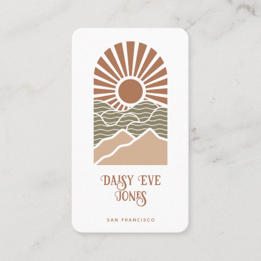 Carte De Visite Rétro Boho Terracotta Et Sage Sun Mounts (Devant)