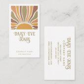 Carte De Visite Retro Boho Terracotta Orange Green Sunburst (Devant / Derrière)