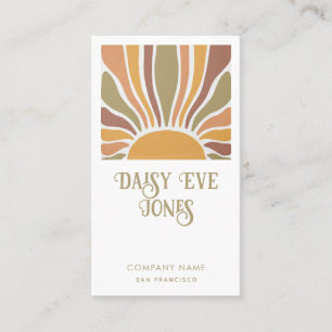 Carte De Visite Retro Boho Terracotta Orange Green Sunburst