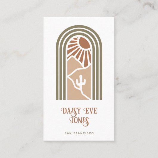 Carte De Visite Rétro Boho Terracotta Sage Sud-Ouest Sun Desert (Devant)