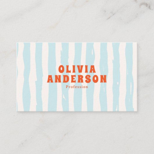 Carte De Visite Retro Bold Blue Super Funky Trendy Fun QR Code (Devant)