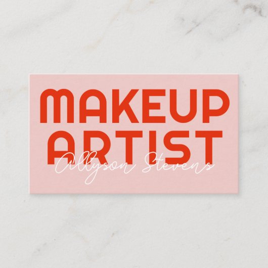 Carte De Visite Retro Bold Pink Red Makeup Artist QR Code (Devant)