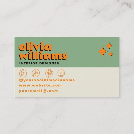 Carte De Visite Retro Bold Psychedelic Groovy Checkered Unique Fun (Dos)