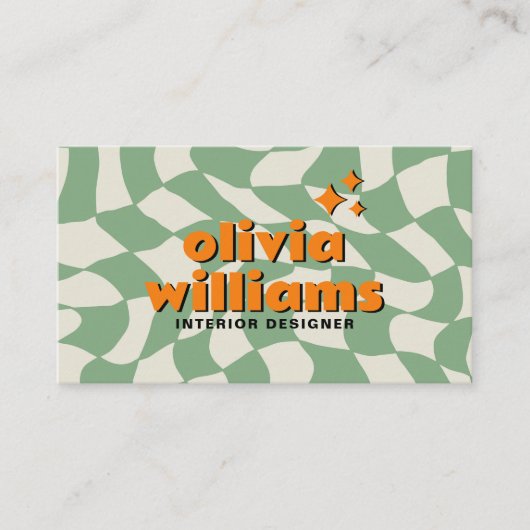 Carte De Visite Retro Bold Psychedelic Groovy Checkered Unique Fun (Devant)