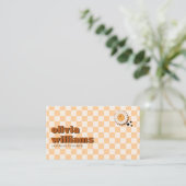 Carte De Visite Retro Bold QR Code Boho Super Fleur souriante (Debout devant)