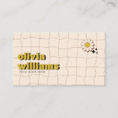Carte De Visite Retro Bold Vert Fleur QR Code Boho Super (Devant)