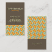 Carte De Visite Rétro ! Brun, orange et Aqua de dahlia (Devant / Derrière)