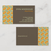 Carte De Visite Rétro ! Brun, orange et Aqua de dahlia (Devant / Derrière)