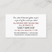 Carte De Visite Retro Cake Design, Charity Bake Vente Événement Ad (Dos)