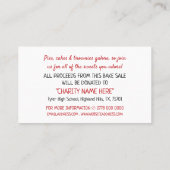 Carte De Visite Retro Cake Design, Charity Bake Vente Événement Ad (Dos)