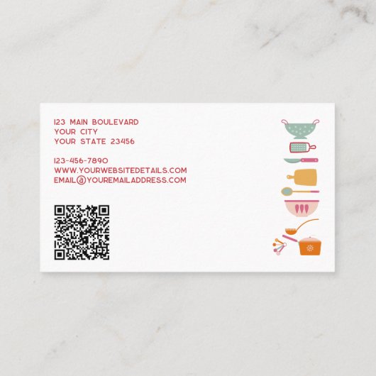 Carte De Visite Retro Catering Bakery code QR (Dos)
