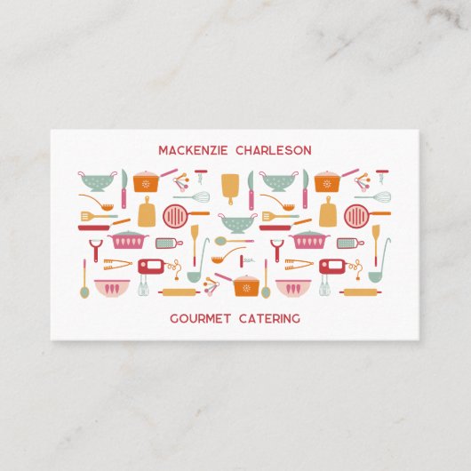 Carte De Visite Retro Catering Bakery code QR (Devant)