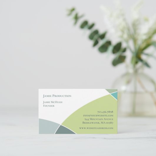 Carte de visite rétro Cercles verts (Debout devant)