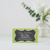 Carte De Visite Retro Chalkboard look; Apple Green Quatrefoil (Debout devant)