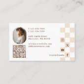 Carte De Visite Retro Checkered Pattern Nail Beauty Artist Photo (Dos)