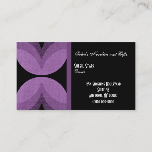 Carte de visite rétro chic, aubergine (Devant)