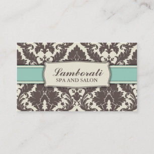 Carte De Visite Rétro chic moderne élégant de damassé florale de