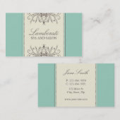 Carte De Visite Rétro chic moderne élégant de damassé florale de (Devant / Derrière)