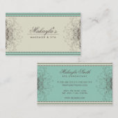 Carte De Visite Rétro chic moderne élégant de damassé florale de (Devant / Derrière)