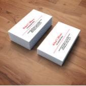 Carte De Visite Retro classique élégant Plain simple rouge blanc