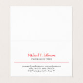 Carte De Visite Retro classique élégant Plain simple rouge blanc (Extérieur déplié)