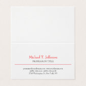 Carte De Visite Retro classique élégant Plain simple rouge blanc (Extérieur déplié)