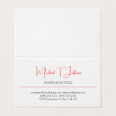 Carte De Visite Retro classique élégant Plain simple rouge blanc (Extérieur déplié)