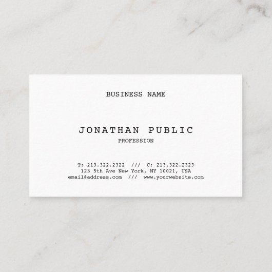 Carte De Visite Retro Classique Nostalgale look élégant Simple Pla (Dos)