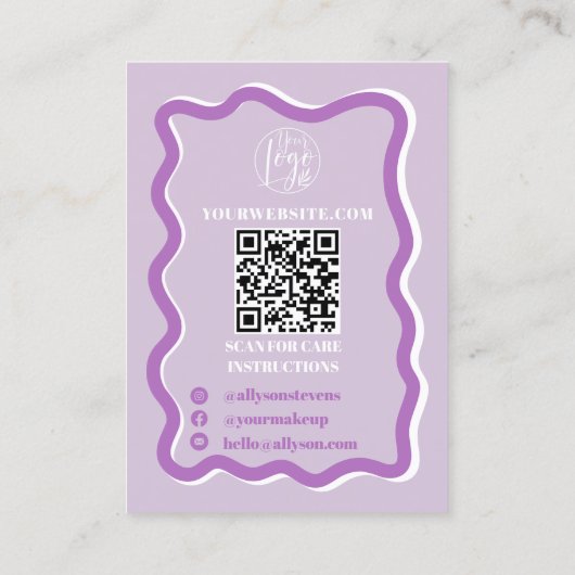 Carte De Visite Retro courbure violet squiggle affichage de bijoux (Dos)