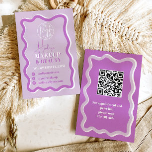 Carte De Visite Retro courbure violet squiggle de maquillage ondul