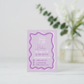 Carte De Visite Retro courbure violet squiggle de maquillage ondul (Debout devant)