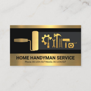 Carte De Visite Rétro Creative Gold Handyman Outils Construction