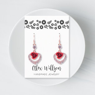 Carte De Visite Retro Daisy Noir et Blanc Simple Bijoux florale